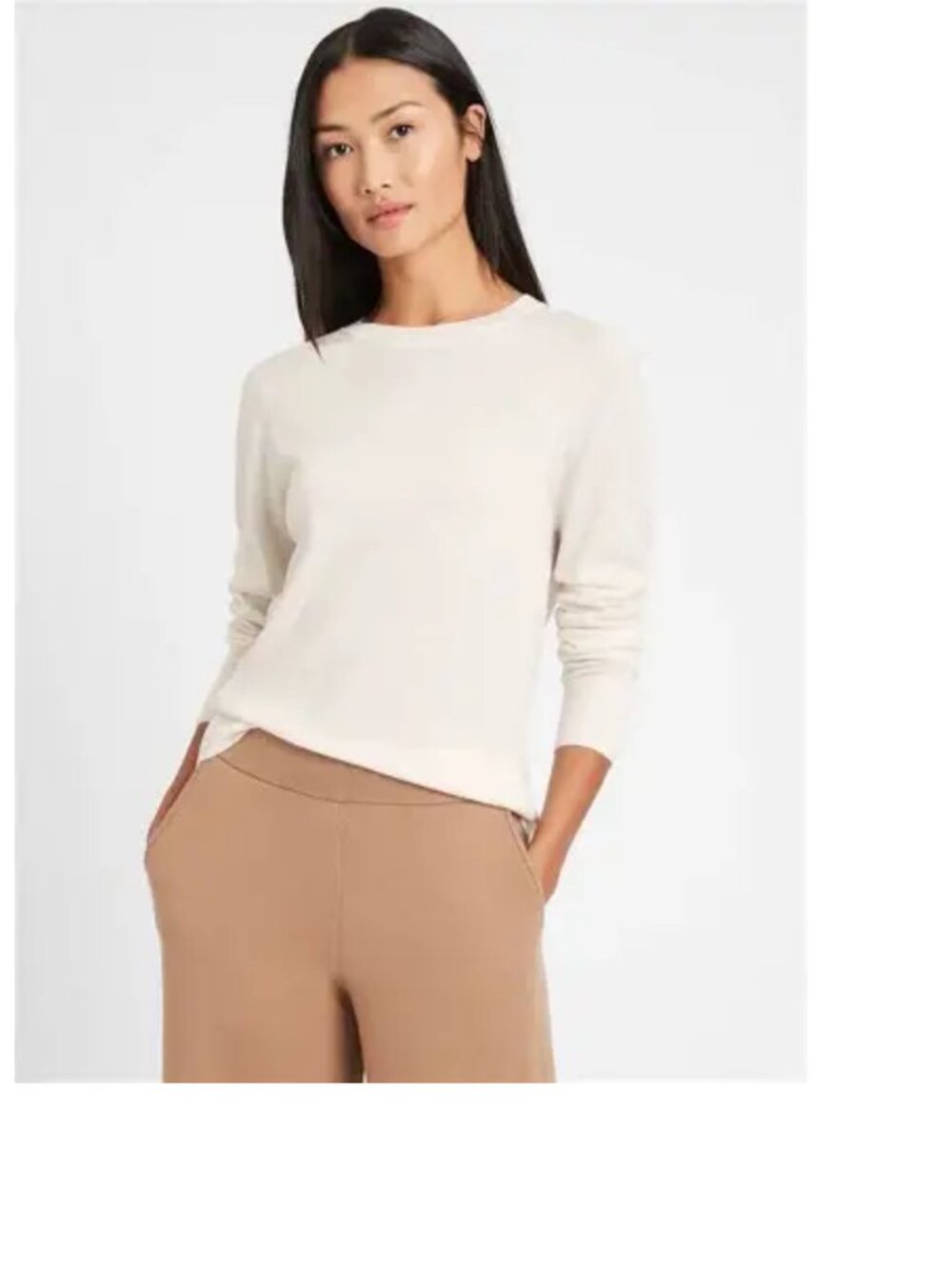 BANANA REPUBLIC Silk Mix Sweater In Cream